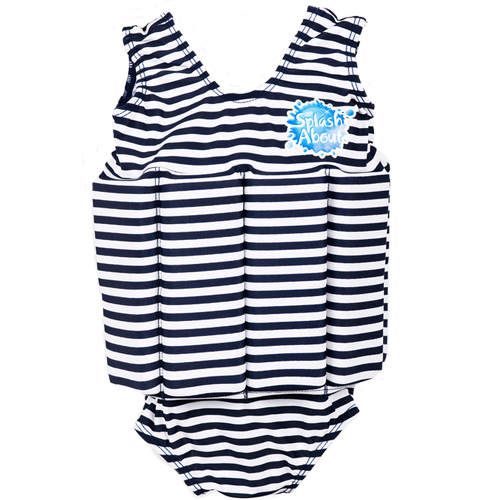 Splash About float suit navy white stripe met rits 1